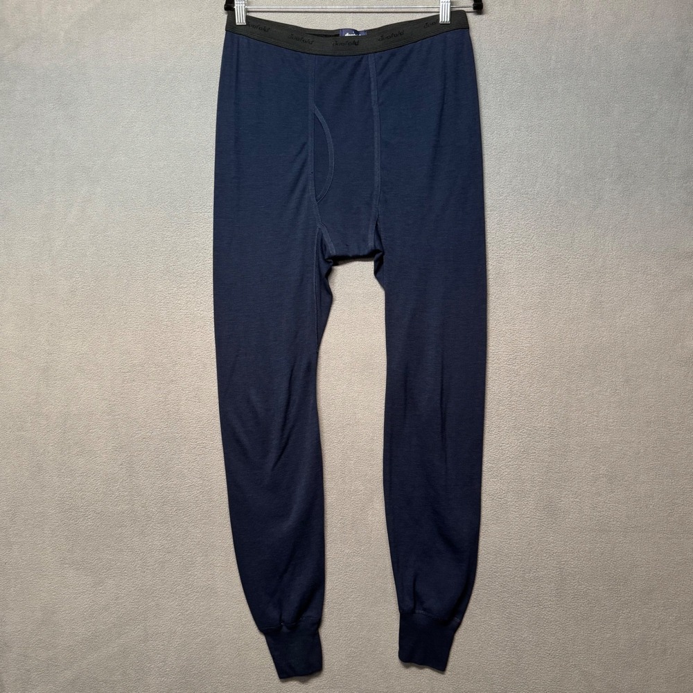 Vintage Duofold Thermal Long John Pant Baselayer Wool Blend L Navy Blue Outdoors